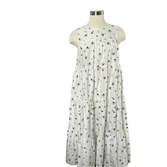 Banana Republic White Floral Cotton Sleeveless Trapeze Dress Size Small - Picture 2 of 13